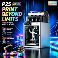 Printer 3D Bamboo Lab P2S Combo AMS Versi Global 16 Warna Multi-warna FDM CoreXY Kecepatan Tinggi Auto Leveling