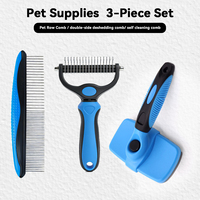 Ensemble de toilettage pour chat et chien, 3 pièces, sûr et portable, peignes en plastique et en acier inoxydable, élimine les poils, peigne démêlant auto-nettoyant, multifonctionnel