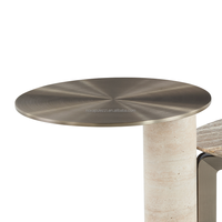 Table basse italienne moderne et minimaliste en marbre Mobilier de salon design de centre créatif en acier inoxydable pierre naturelle pure