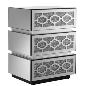 OE HOME Modern 3-Drawer Chest Bedside Table Hot Sale Crushed <strong>Mirrored</strong> <strong>Nightstand</strong> with Storage for Bedroom or Apartment - Product Image 6