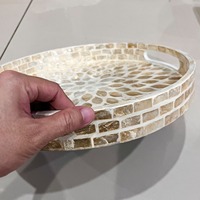 Plateau de service moderne en bois laqué, incrusté de nacre, fait main, écologique, léger, à imprimé floral, pour Diwali
