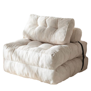 MAXYOYO Single Beige Folding Sofa Bed Convertible Sleeper Chair Pillow <strong>Foldable</strong> <strong>Mattress</strong> Back Support Portable Chair Living Room - Product Image 1