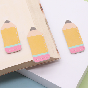 Cute Cartoon Pencil PU Leather Water Resistant Bookmark Embossing Printed Promotional Stationery for Kids Book
