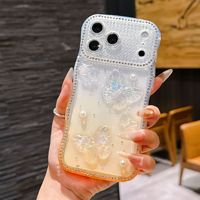 Coque de téléphone papillon à perles dégradées avec bord ondulé et motif diamant pour iPhone 17 Air 16 15 14 13 Pro Max, protection antichoc