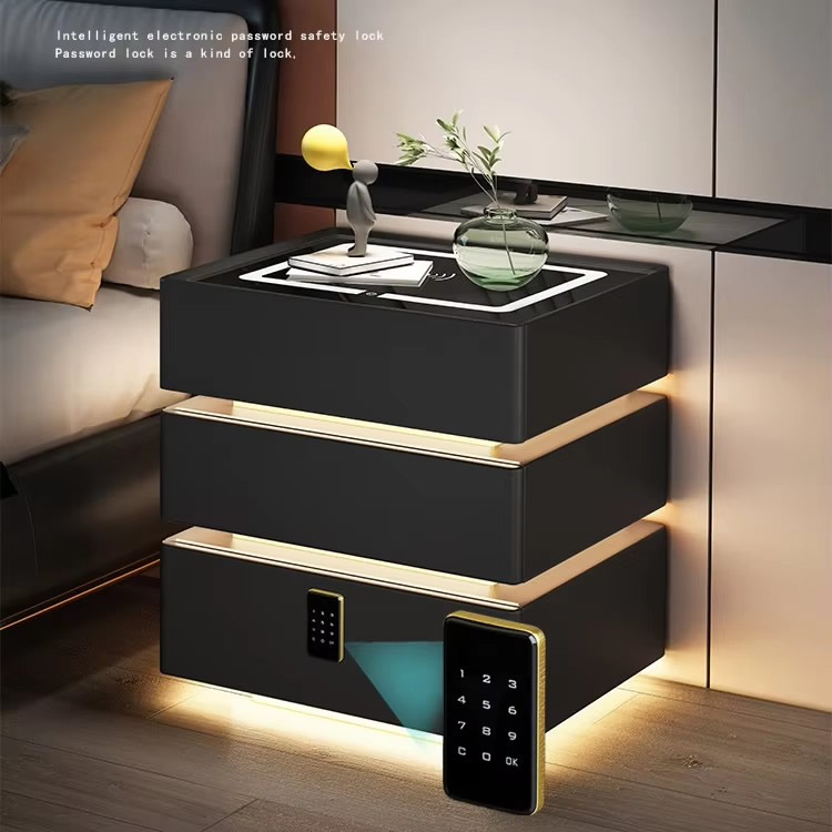 side bed table led locker