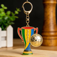 Maßgefertigter 2026 Silber Metall-Trophäen-Schlüsselanhänger, individuell graviert, Zinklegierung Anhänger, Fußball-Souvenir, Großhandel Werbe-Schlüsselring