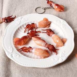 Porte-clés miniature en forme de calmar, modèle réaliste de produit de la mer, souvenir/cadeau pour l'ouverture d'un magasin - Product Image 2