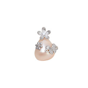 Pendentif en argent 925 fait main avec perle baroque de forme irrégulière, vide, avec motif de papillon et de fleur, composants de bijoux - Product Image 5