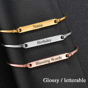 Y169 bán buôn Vòng đeo tay En acier inoxydable PVD 18K vàng mạ trống thanh tự làm tùy chỉnh khắc đồ trang sức thời trang vòng đeo tay & bangles - Product Image 2