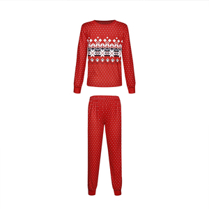 Conjunto de Roupas de Seda Leiteira para Mãe e Filha 2026 em Estoque, Pijamas de Natal Retrô com Estampa Geométrica para a Família - Product Image 6