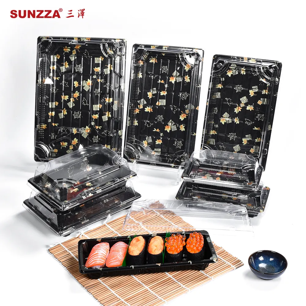 Sunzza無料サンプル使い捨てパッキングフルーツケーキキャリーアウトコンテナテイクアウト長方形紙寿司ボックス