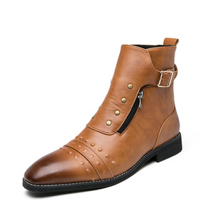 Botas <span class=keywords><strong>de</strong></span> Vestir Romanas <span class=keywords><strong>de</strong></span> Piel Sintética para Hombre, con Cordones, Estilo <span class=keywords><strong>Caballero</strong></span>, Invierno 2024, Modelo Sh12238a - Product Image 3