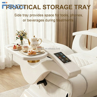 Fauteuil de pédicure spa moderne de luxe en cuir blanc avec bassin de massage des pieds