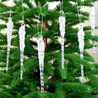 Pendentifs en acrylique transparents en forme de glaçon pour Noël, décorations d'arbre et décorations de fêtes, style européen et américain