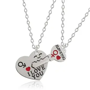 2023 nouveau coeur Puzzle correspondant collier mignon lapin Couple collier gravé lettres ancre coeur serrure et clé Couple collier