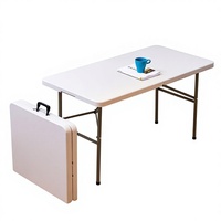 Table pliante rectangulaire en plastique blanc portable, vente en gros d'usine, pour repas en plein air et pique-niques dans la cour
