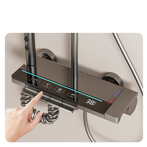 Nuevo Sistema <span class=keywords><strong>de</strong></span> Ducha <span class=keywords><strong>de</strong></span> Estilo Simple y Moderno en Gris Acero, Ducha Cuadrada <span class=keywords><strong>de</strong></span> Aluminio Espacial con 4 Funciones para Baño - Product Image 2