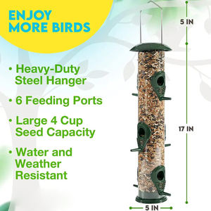 Petdom Mangeoire pour oiseaux sauvages en plastique pour jardin extérieur Tube en plastique suspendu Mangeoire pour oiseaux transparente - Product Image 4