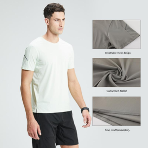 170gsm élastique glace-soie basket-ball t-shirt résistant au soleil respirant col rond à manches courtes Logo personnalisé course t-shirt impression - Product Image 3