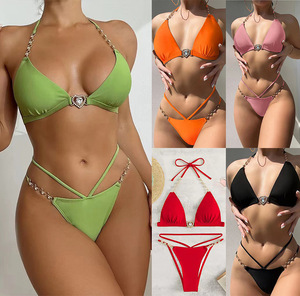 Costume <span class=keywords><strong>da</strong></span> <span class=keywords><strong>Bagno</strong></span> Estivo <span class=keywords><strong>da</strong></span> <span class=keywords><strong>Donna</strong></span> Taglie Forti, Bikini <span class=keywords><strong>Sexy</strong></span> a Due Pezzi con Top a Triangolo e Slip, Traspirante, XL - Product Image 1
