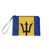 Dompet Koin Kanvas Bendera Nasional Barbados Dompet Ritsleting Portabel Warna Campuran Modis untuk Perjalanan Koin Kartu Kosmetik