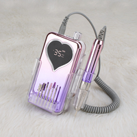 Nouvelle perceuse à ongles électrique sans fil portable et de bureau, rechargeable, à vitesse de 35000 tr/min, avec dégradé de couleurs en forme de cœur, sans balais