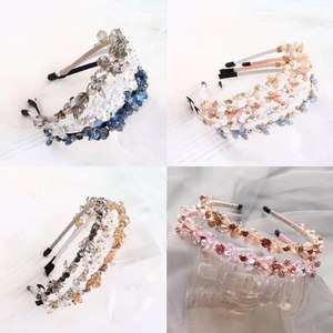 Diademas de diamantes de imitación de cristal para mujer y niña, aros para el pelo con cuentas brillantes, gomas para el pelo de tejido negro transparente, gomas para el pelo, accesorios para el cabello - Product Image 2