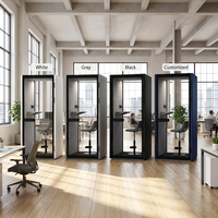 Cabine de bureau insonorisée moderne pour une personne, réduction du bruit de 28 dB, cabine téléphonique acoustique, cadre en alliage d'aluminium, portabilité et intimité