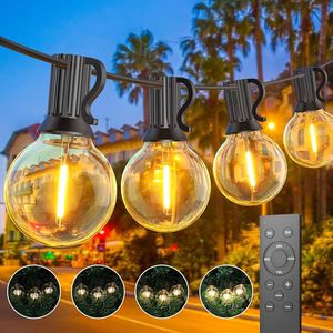 Luci Fatate da Esterno 50FT/100FT, Luci <span class=keywords><strong>LED</strong></span> Dimmerabili <span class=keywords><strong>con</strong></span> <span class=keywords><strong>Telecomando</strong></span>, 50 Lampadine Bianco Caldo - Product Image 1