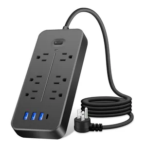 2024 Multifunction Power Strip Control Switch With 6 Outlets Power Strip Desk Power Strip