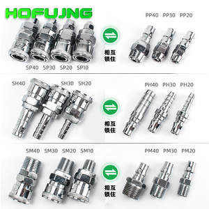 Adaptateur rapide de connexion auto-verrouillante de type C pour tuyau d'air mâle/femelle, pour outils pneumatiques, compresseurs, pompes à air SM/PP - Product Image 2