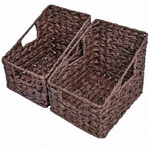 Caja de Almacenamiento Moderna y Ecológica de Jacinto de Agua Tejido con Asa, para Organización de Cocina y Baño, Paquete de 2 Piezas, Tendencia 2026 - Product Image 1