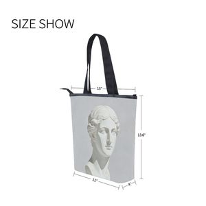 Bolsa de Lona con Estampado de Busto de Mármol, Bolso de Hombro con Cierre de Cremallera, Gran Capacidad, para Uso Diario - Product Image 2