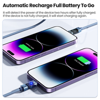 Câble intelligent Toocki A-L transparent, arrêt automatique, charge rapide avec puce de sécurité intelligente et longueur réglable pour iPhone