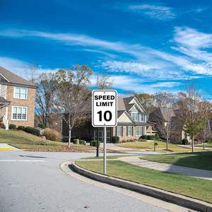 لافتة حدود السرعة 10 ميل في الساعة متوافقة مع معايير MUTCD - لافتة طريق مستطيلة بيضاء للمناطق السكنية/التجارية في الولايات المتحدة - Product Image 4