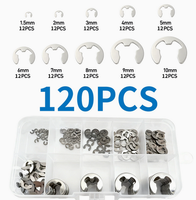120pcs 304 Stainless Steel E-Clip Retaining Ring Kit External Snap Ring Assortment Set 10 Sizes (1.5mm-10mm) for Repair