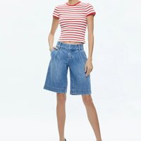 Hauts décontractés pour femmes à rayures rouges et blanches, hauts à manches courtes, hauts tendance, hauts en coton de haute qualité pour femmes