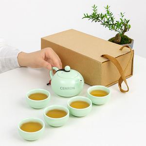 Juego de Regalo Clásico para la Ceremonia del Té Chino, Tetera y Tazas de Cerámica Portátiles en Caja de Cartón Kraft, Regalo Corporativo Ideal para Clientes - Product Image 1