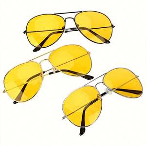 Lunettes de soleil de conduite nocturne en alliage pour hommes et femmes, avec logo personnalisé, verres jaunes anti-éblouissement, pour la conduite de nuit - Product Image 1