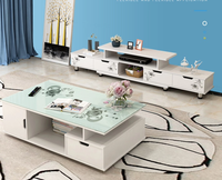 Ensemble moderne et simple de meuble TV et table basse en MDF pour salon, mobilier de maison pour petit appartement, compatible avec les téléviseurs de 30 à 34 pouces, sans assemblage