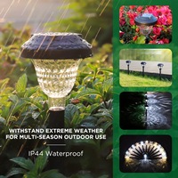 Lampe solaire LED à piquet, petite, blanc chaud, étanche IP55, pour extérieur, pelouse, avec angle de faisceau de 360°, pour projets de villas et cours.