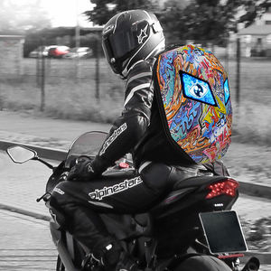 Casque de moto et de vélo extensible à coque rigide réfléchissante avec sac à dos lumineux à LED et visière intégrée, vente en gros d'usine - Product Image 2