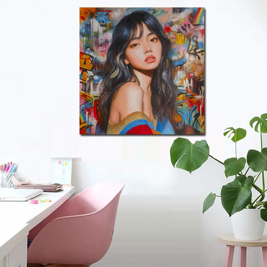 Original Art Modern Personnaliser Portrait fait à la main sur Art pour la maison Art mural Salon Chambre à coucher Décor