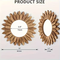 Miroir mural personnalisé avec cadre rond en bois léger, sans alimentation électrique, parfait pour la décoration intérieure, miroir mural en bois en forme d'arche