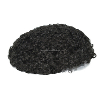 Prothèse capillaire Always Hair 15mm Afro Curl pour hommes noirs, durable, base en PU 0.12-0.14mm, cheveux humains indiens naturels 1B, densité 130%, nœuds faits à la main
