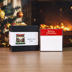 Adorno Navideño Luminoso para Escritorio, Manualidad de Papel, Papá Noel, Escultura de Papel 3D, Cubo de Notas Desprendibles con Cubierta Acrílica - Product Image 4