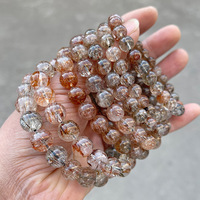 Cristal de pierres précieuses semi-précieuses de haute qualité or noir naturel Super Seven Quartz rutile perles rondes Bracelet pour femme