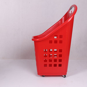 Venta caliente gran mercado de plástico <span class=keywords><strong>supermercado</strong></span> cesta de la compra con ruedas - Product Image 4