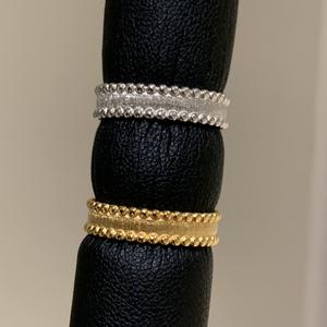 Bague en argent pur S925 de style antique, plaqué or 18 carats, luxe léger, rétro, polyvalente, taille unique, bague à billes superposées pour femmes - Product Image 3