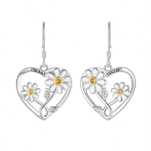 Orecchini Pendenti a Forma di Cuore Tekkei, Placcati in Argento, Regalo Romantico per Donne, Gioielli in Lega Color Oro Bianco, Orecchini Pendenti alla Moda - Product Image 1